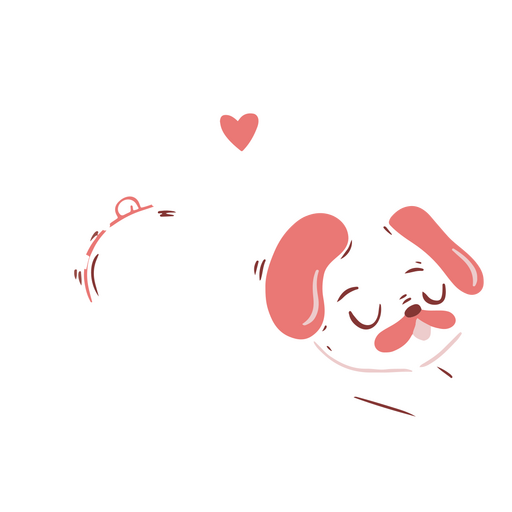Der flache Hund des Valentinsgrußes schläft PNG-Design