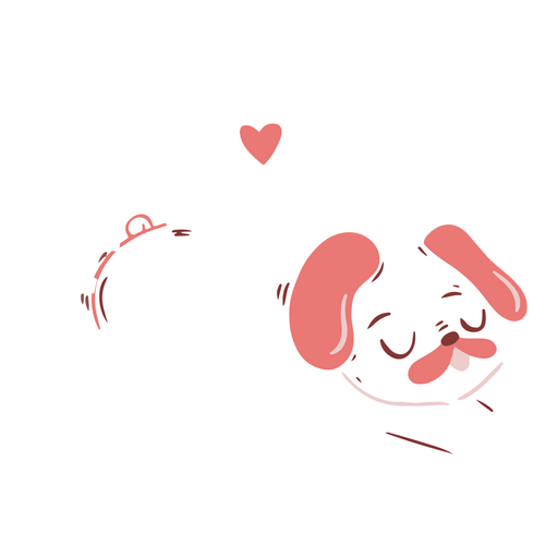 Valentine's flat dog sleeping PNG Design