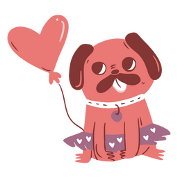 Globo perro plano san valentin Diseño PNG
