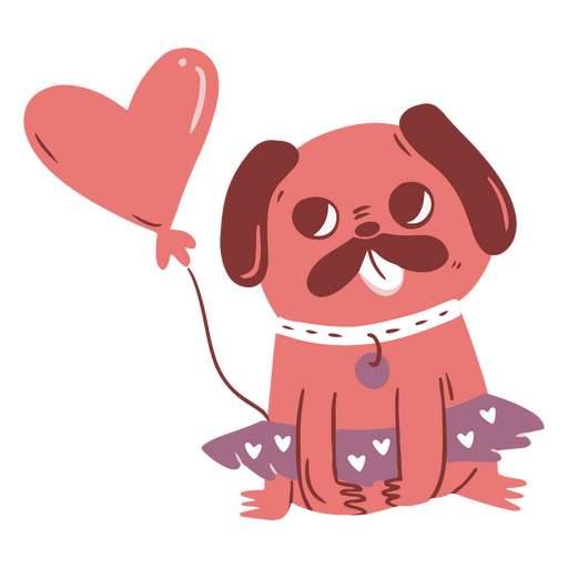 Flacher Hundeballon zum Valentinstag PNG-Design