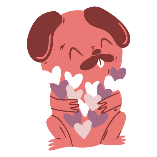 Valentine's flat dog hearts PNG Design