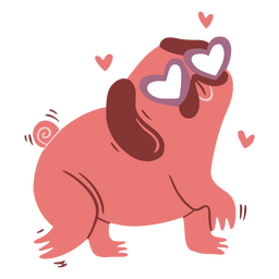 Óculos de coração de cachorro plano dos namorados Desenho PNG