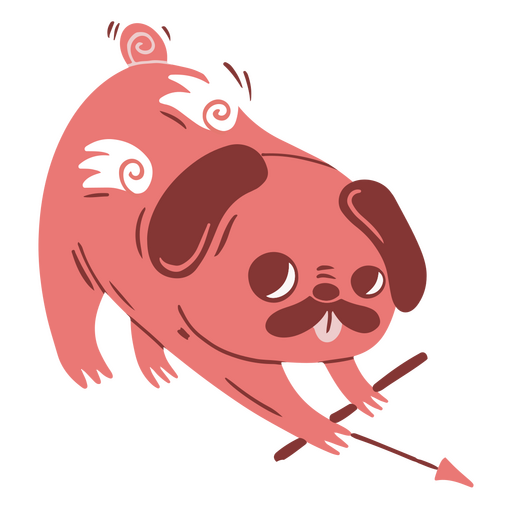 Valentine's flat dog arrow PNG Design