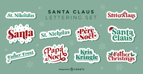 Santa Claus christmas lettering set