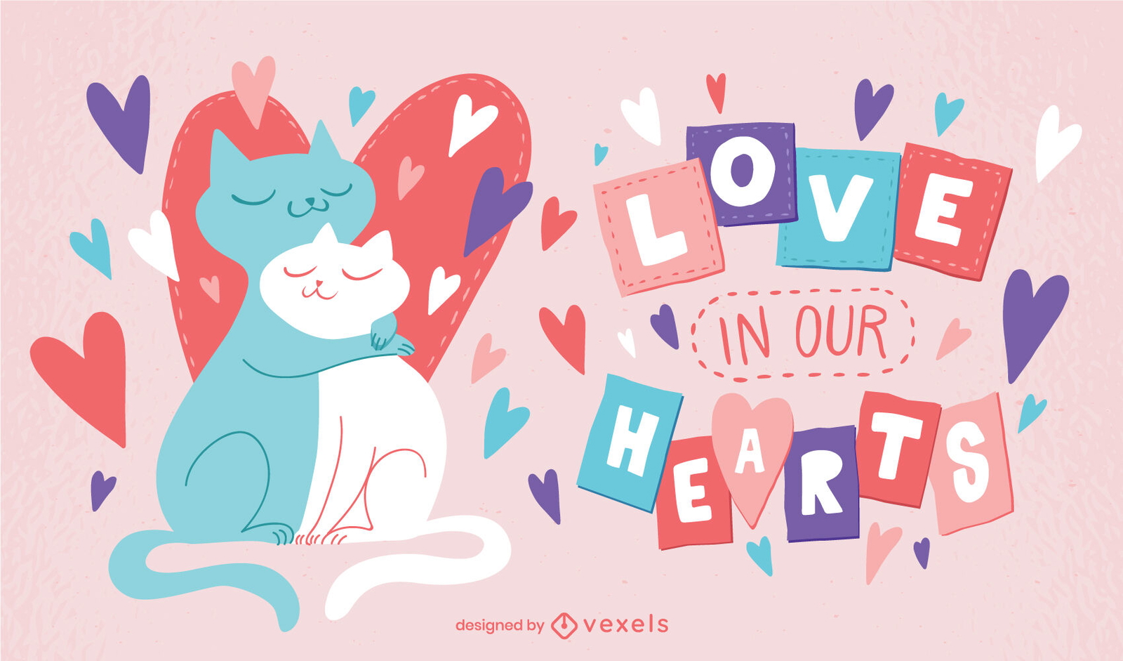 Animales gato enamorados ilustración del día de san valentín