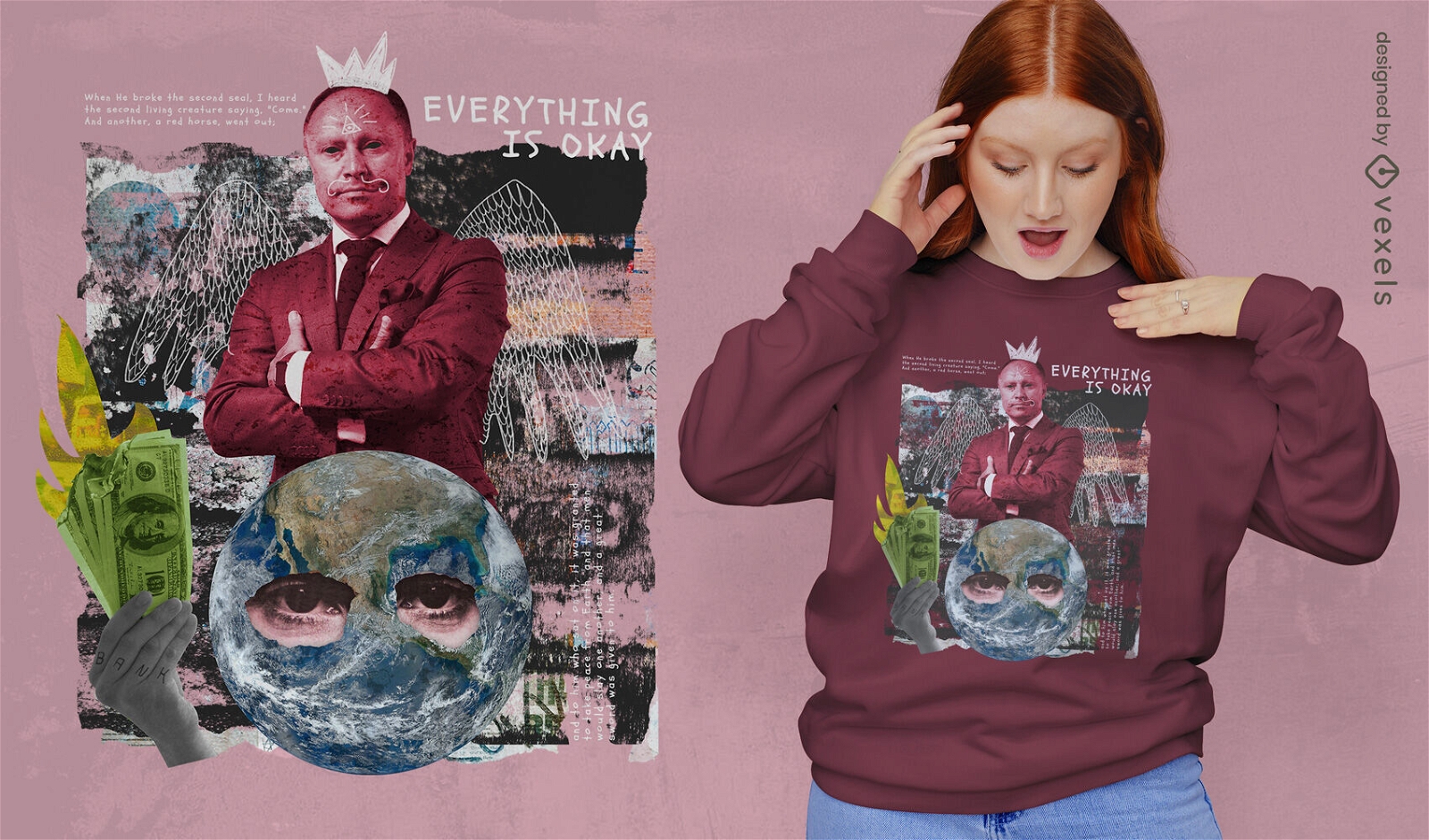 Kapitalismus und Konsumismus Collage T-Shirt PSD