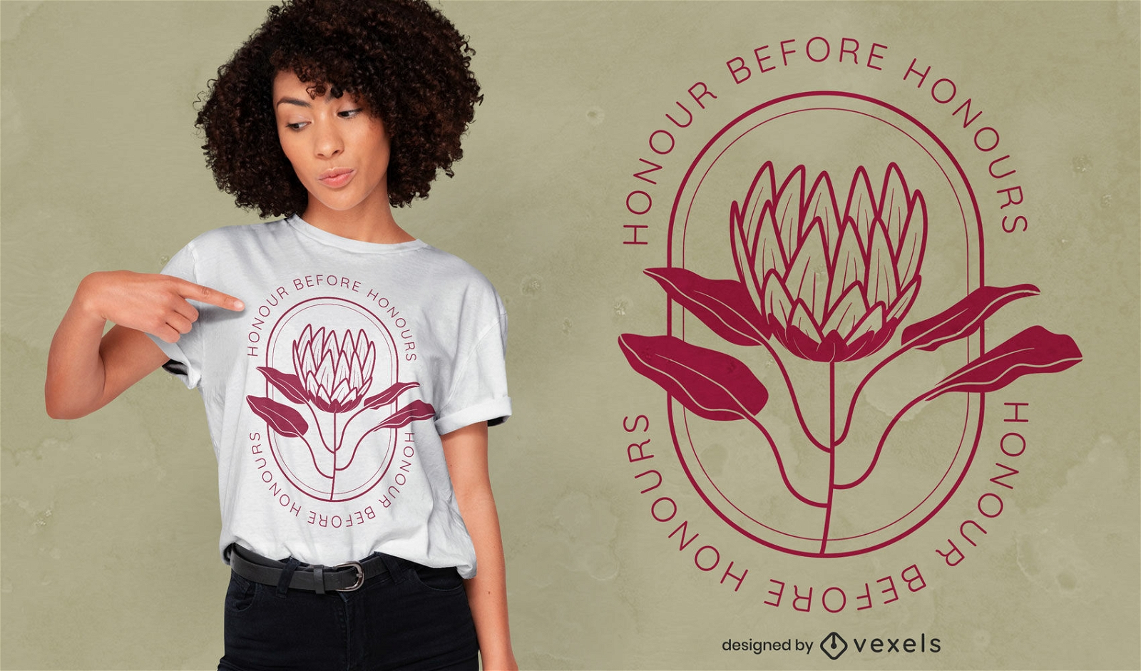 T-Shirt Design mit Blumen-Natur-Abzeichen