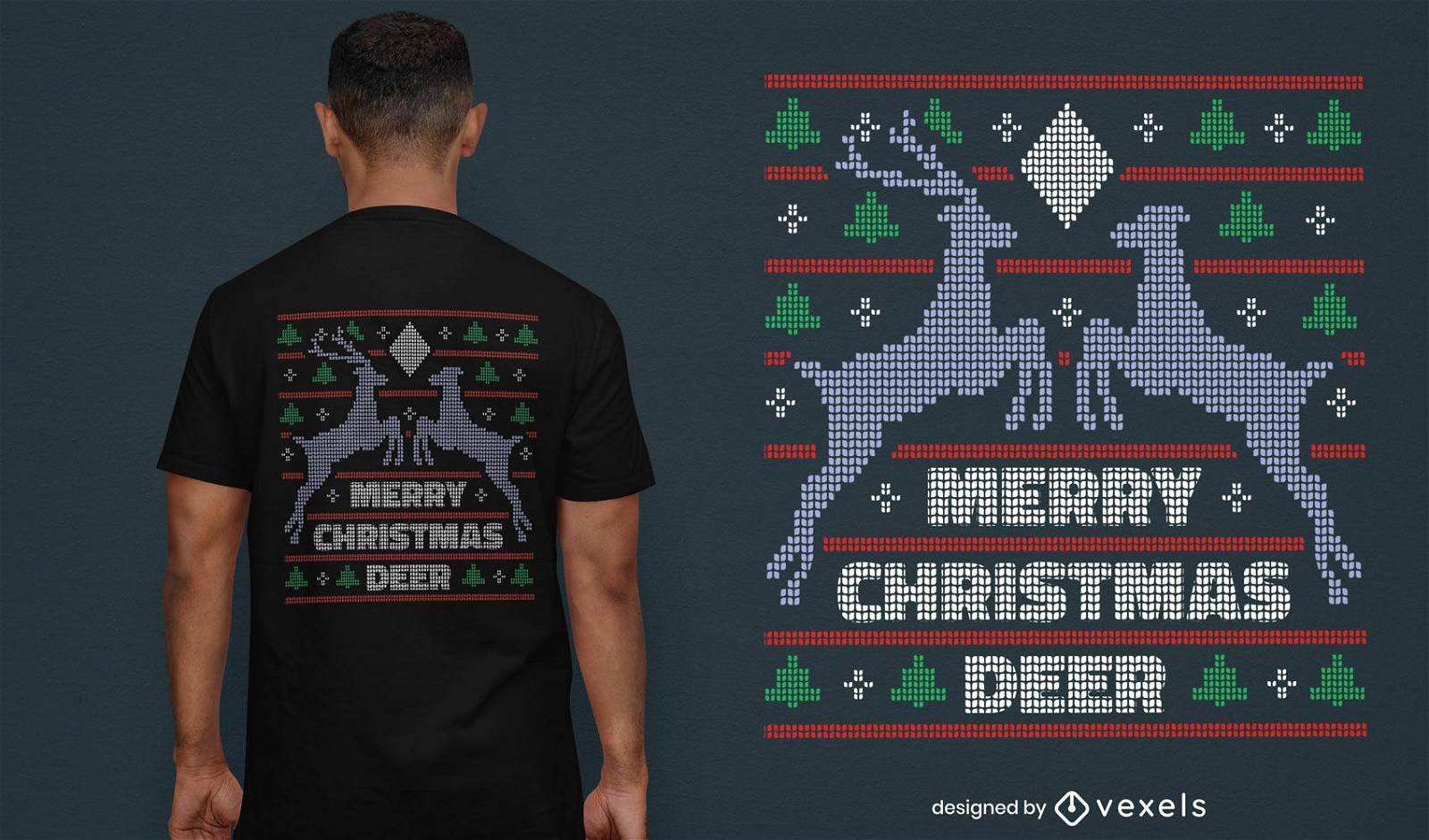 Reno en diseño de camiseta de suéter navideño