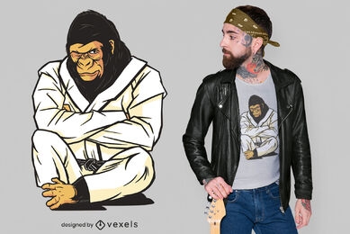 Diseño de camiseta de gorila de karate genial