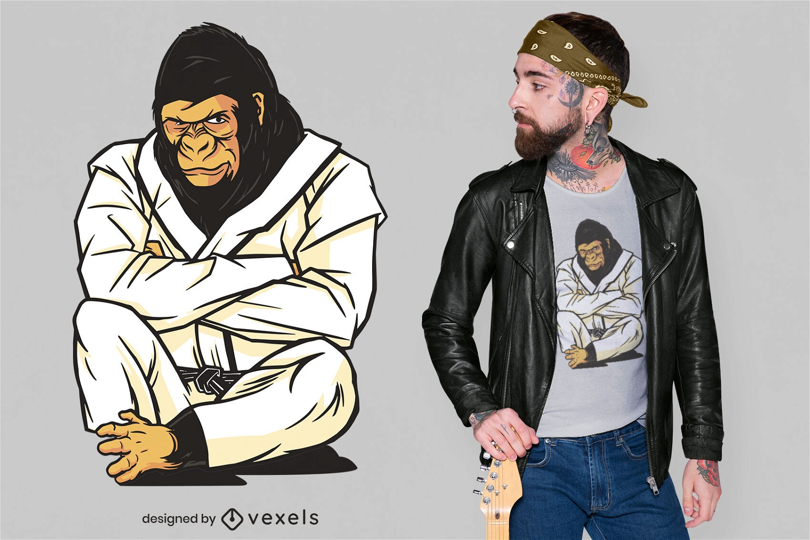 Cool karate gorilla t-shirt design