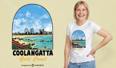 Window over beach coast t-shirt design
