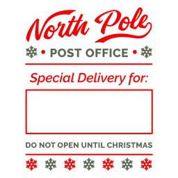 North Pole Post Office Special Deliver badge PNG Design
