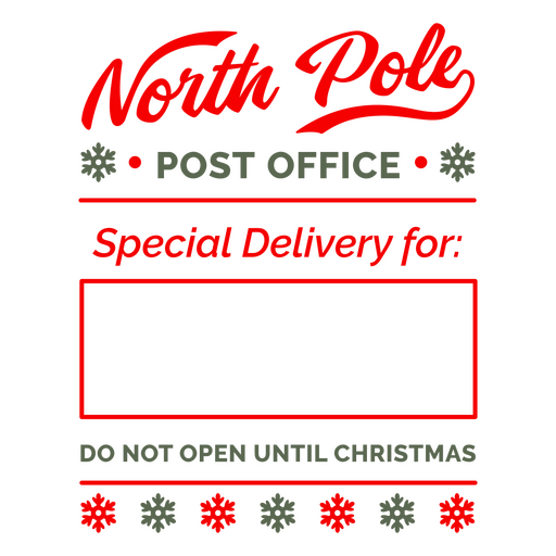 North Pole Post Office Special Deliver badge PNG Design
