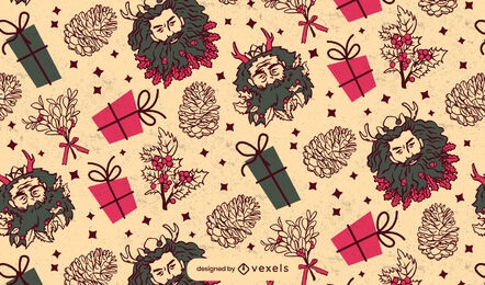 Diseño de patrón vintage de vacaciones de Navidad