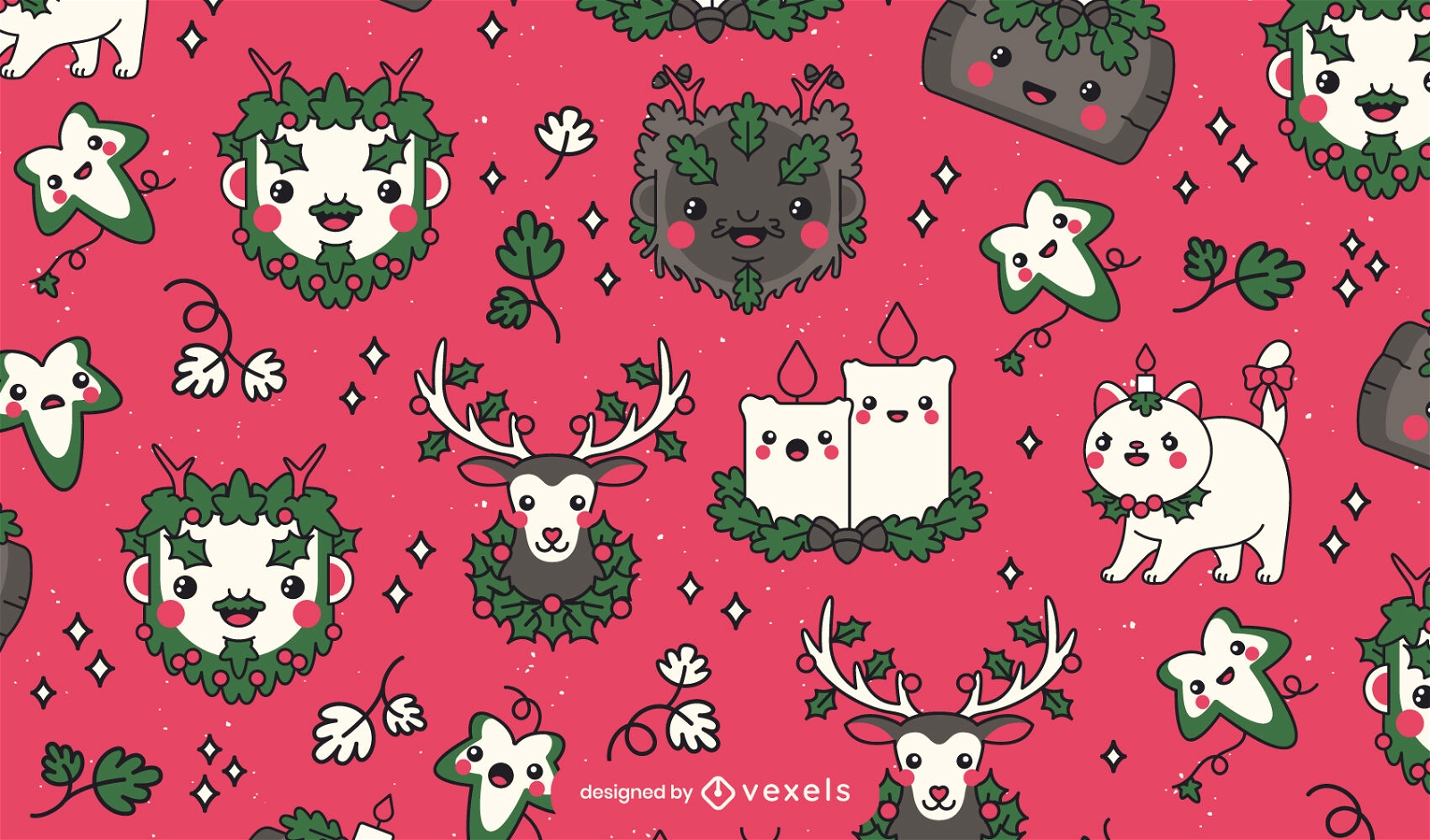Kawaii Christmas holiday character pattern