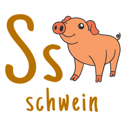 Deutsches Alphabet Farbstrich Schwein PNG-Design
