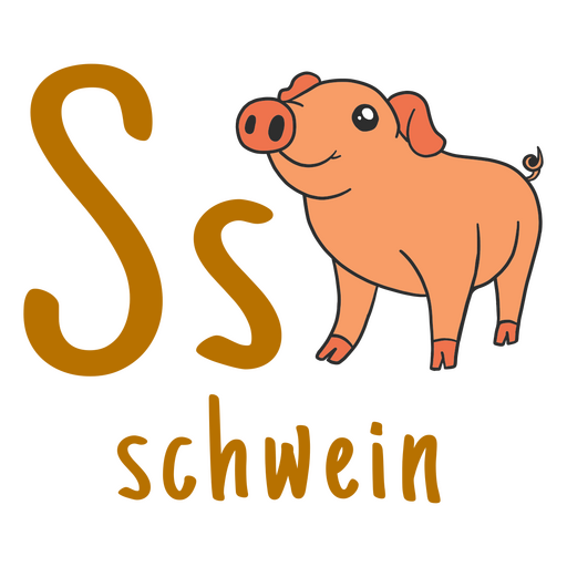 Cerdo de trazo de color del alfabeto alem?n Diseño PNG