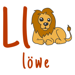 German alphabet color stroke lion
