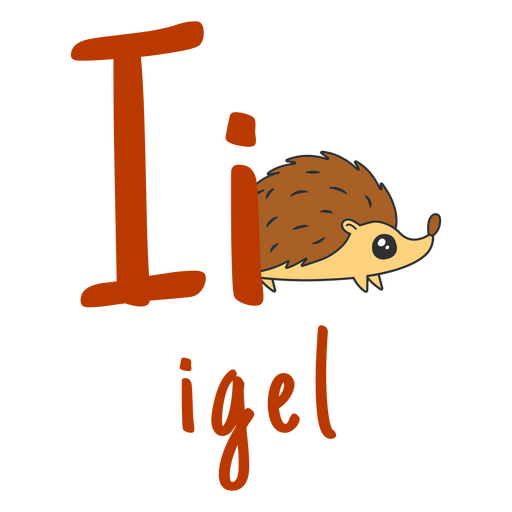 German alphabet color stroke hedgehog PNG Design