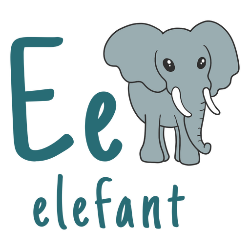German alphabet color stroke elephant