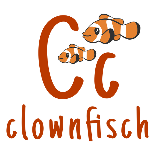 Deutscher Alphabet-Farbstrich-Clownfisch PNG-Design