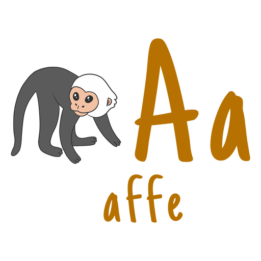 German alphabet color stroke monkey