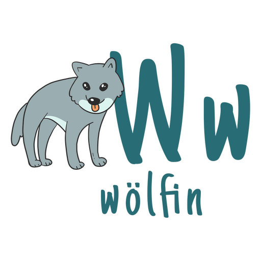 Farbstrichwolf des deutschen Alphabets PNG-Design