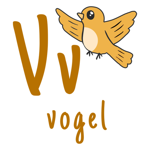 German alphabet color stroke bird PNG Design