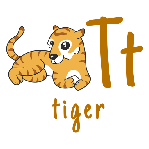 Tigre de tra?ado de cor do alfabeto alem?o Desenho PNG