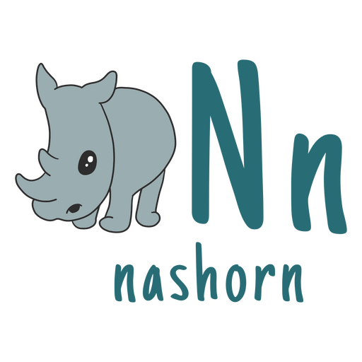 Deutsches Alphabet Farbstrich Nashorn PNG-Design