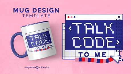 Plantilla de taza de pantalla de computadora con cita de codificación