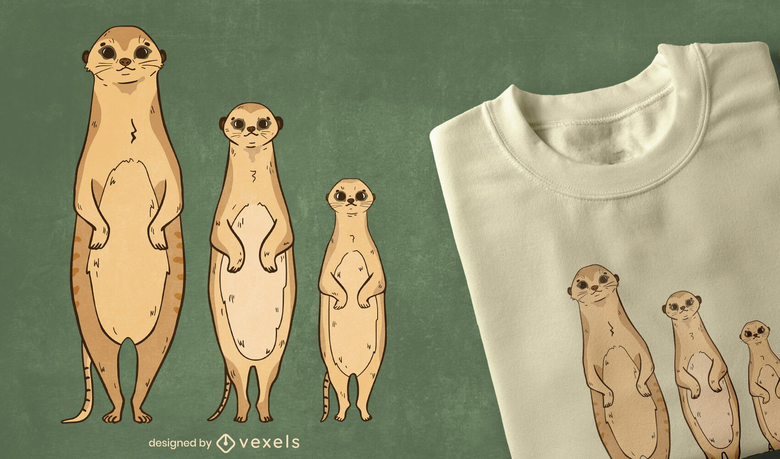 Diseño de camiseta de familia animal suricata.