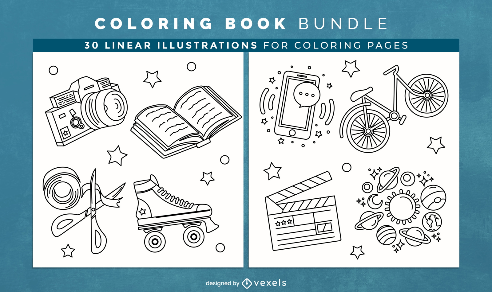 Elementos de hobby para colorear páginas de diseño de libros