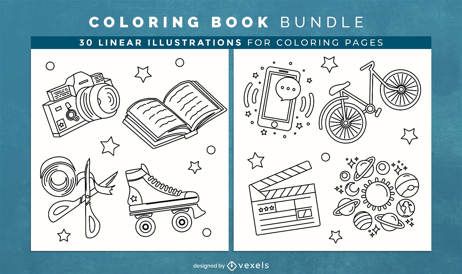 Elementos de passatempo para colorir livro de páginas de design