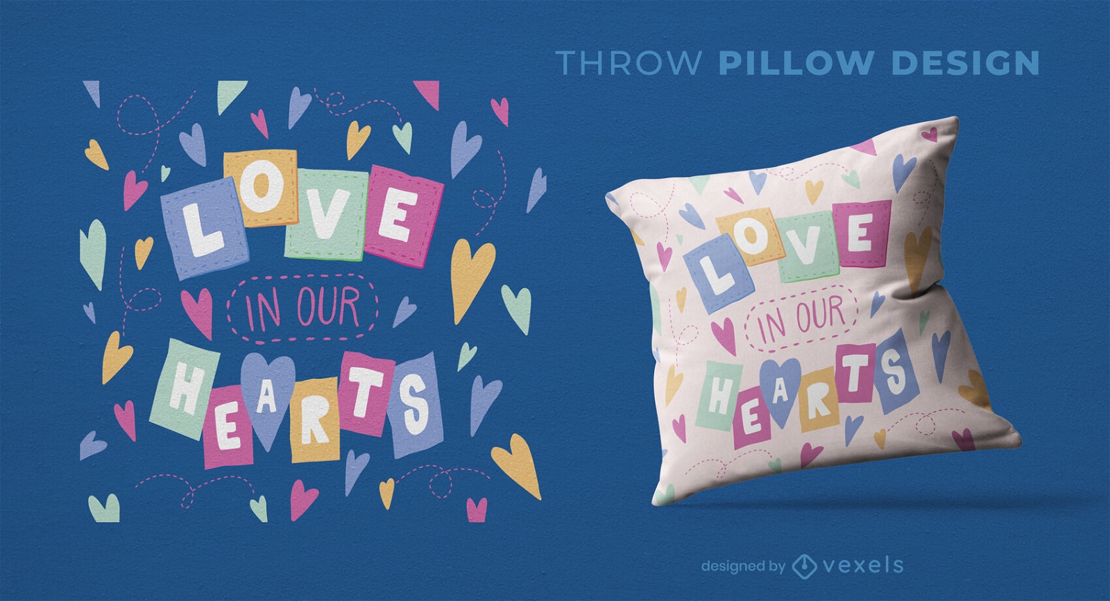 Projeto de travesseiro decorativo de citação de coração para dia dos namorados