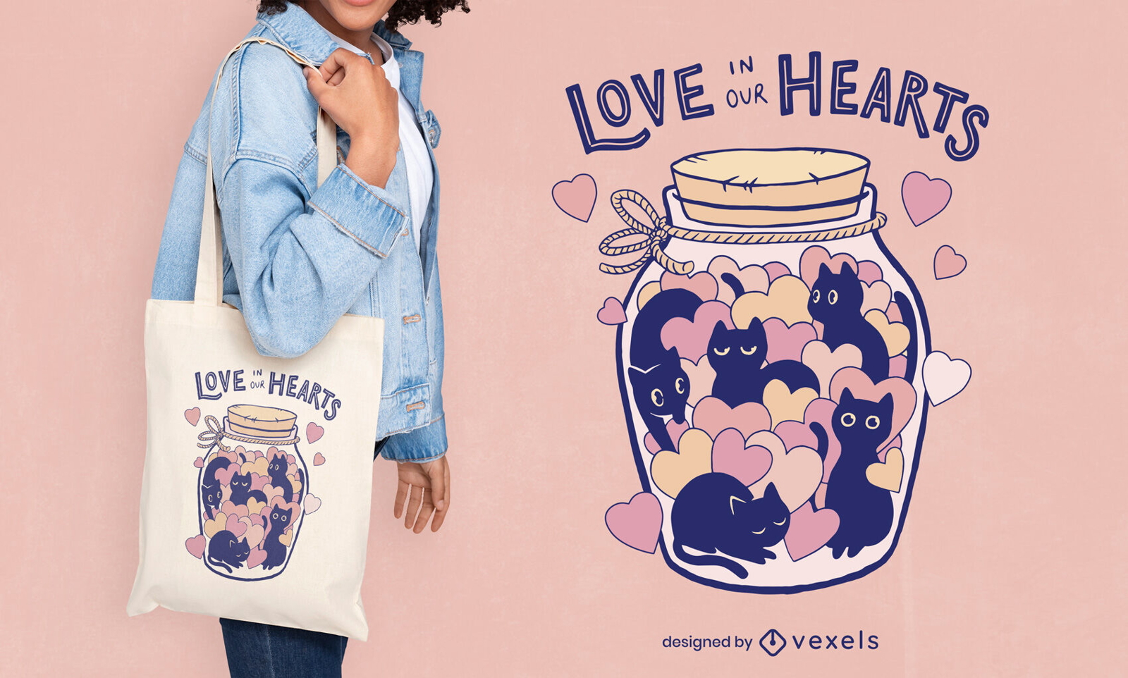Design de sacola de jarra de coração de dia dos namorados