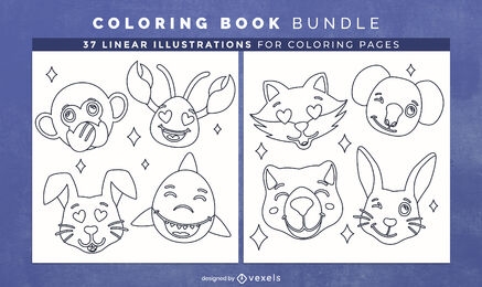 Animal emojis coloring book interior design