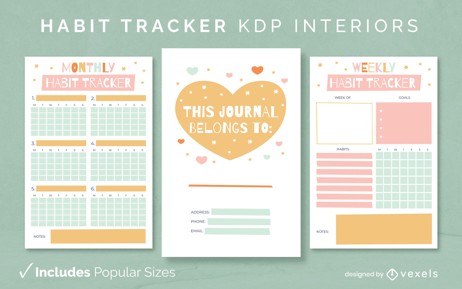 Habit tracker diary design template KDP