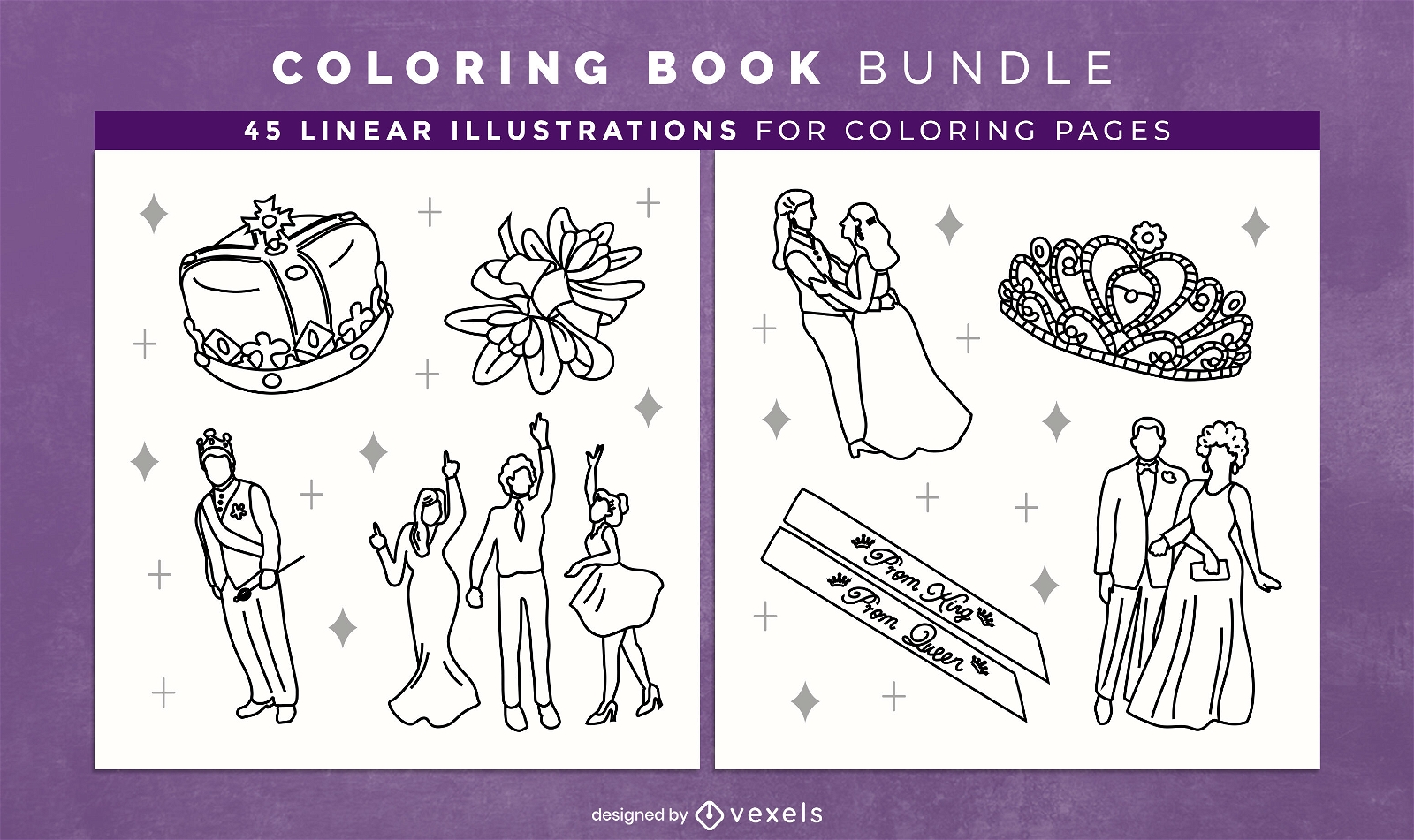Prom party coloring book design pages
