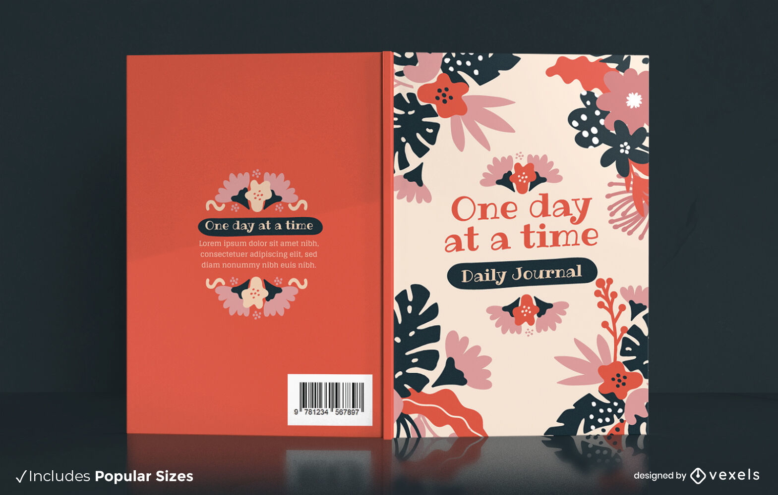 Diseño de portada de libro diario floral.