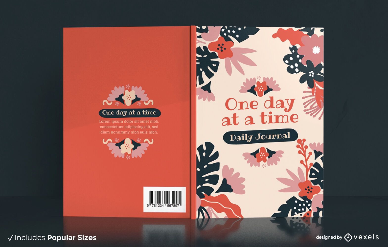 Floral daily journal book cover design
