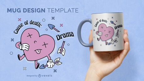 Anti Valentine's Day heart mug template