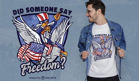 Tio Sam no design da t-shirt americana da águia
