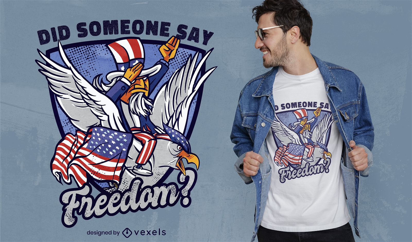 Tio Sam no design da t-shirt americana da águia