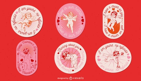 Valentines day holiday cupid badge set