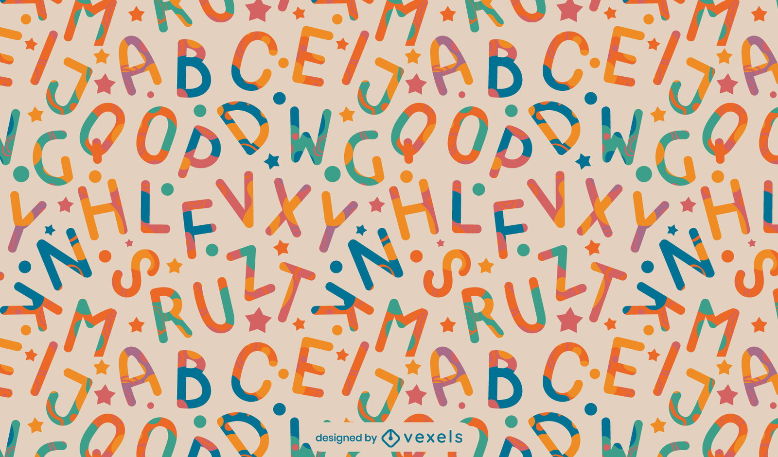 Colorful alphabet letters pattern design