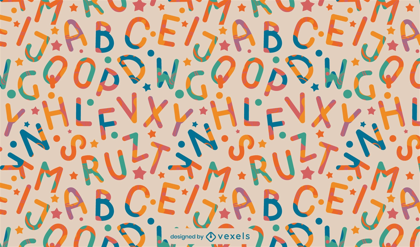 Design de padrão de letras do alfabeto coloridas