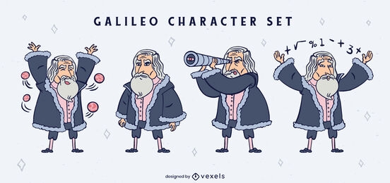 Galileo galilei cartoon character set