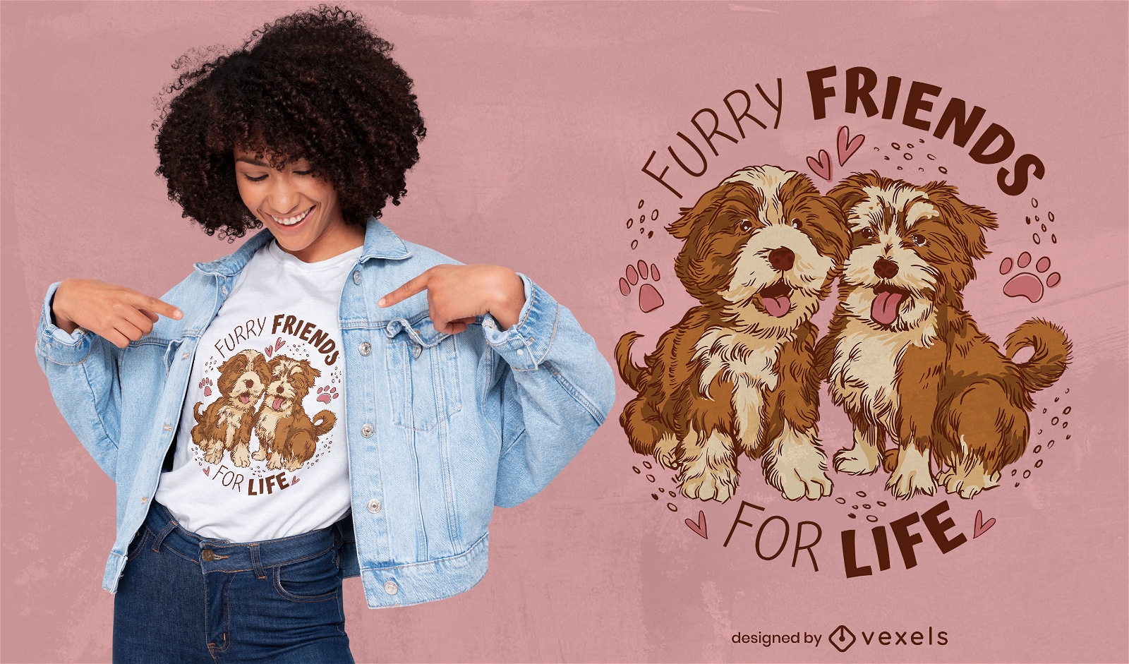 Cute furry friends dogs t-shirt design