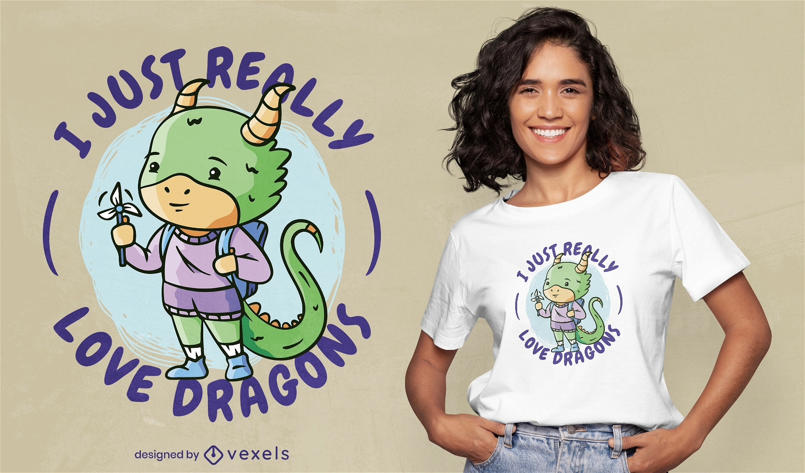 Diseño de camiseta con cita de dragones encantadores